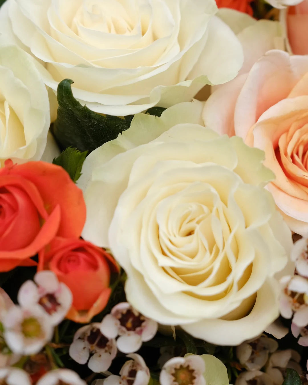 Ester – White, Peach & Orange Rose Bouquet