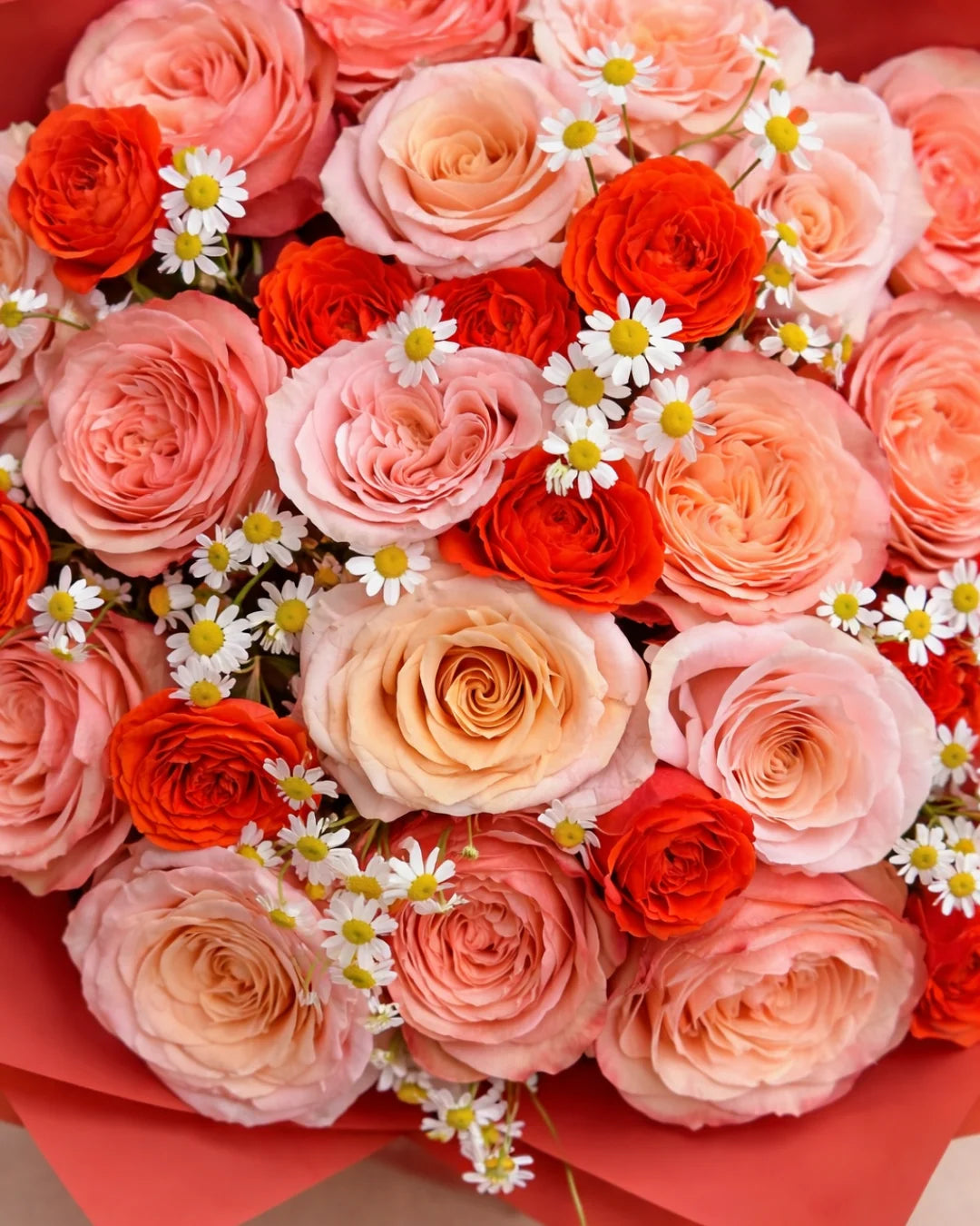 Kylie — Peach & Orange Rose Bouquet