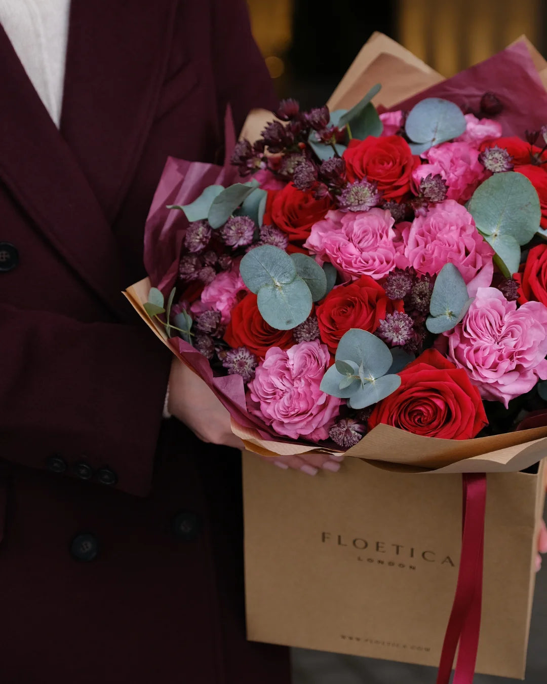 Gabriella – Velvet Red & Deep Pink Rose Bouquet