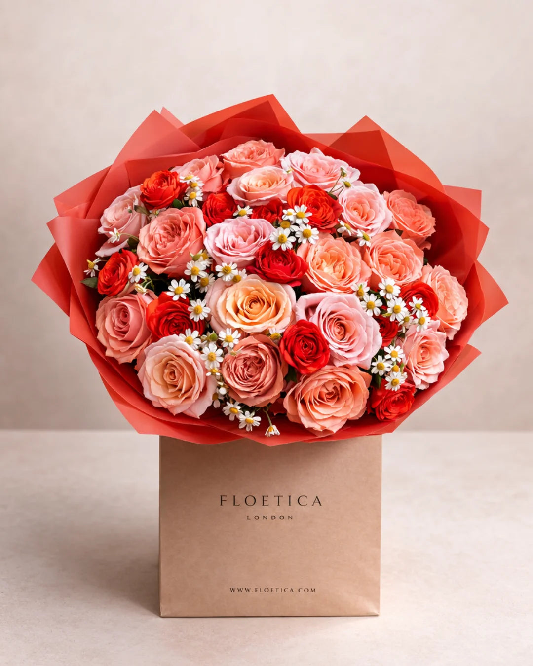 Kylie — Peach & Orange Rose Bouquet